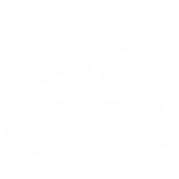 weißes Icon Napf aus dem Herzen aufsteigen
